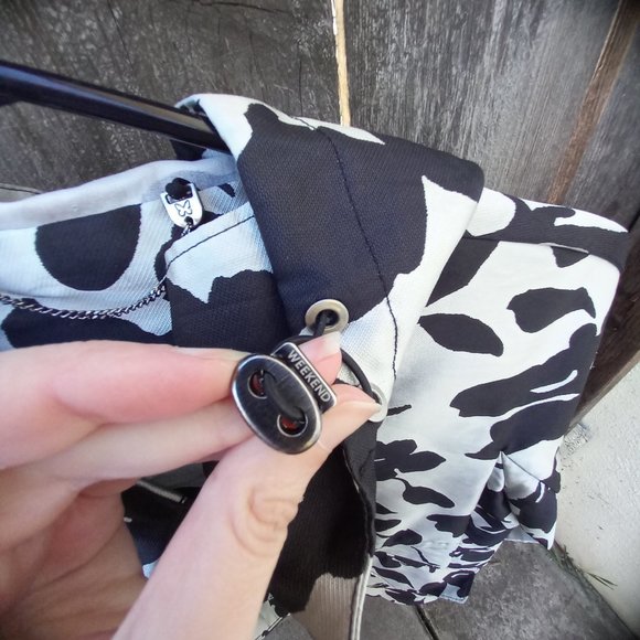 Weekend Max Mara Silver/Black Floral Printed Hooded Raincoat - Picture 14 of 16